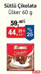 ÜLKER SÜTLÜ ÇİKOLATA 60 G fiyat ve kampanya bilgisi